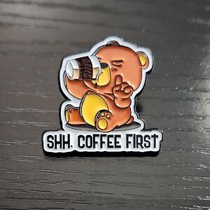 Cute Funny Bear Coffee Enamel Pin